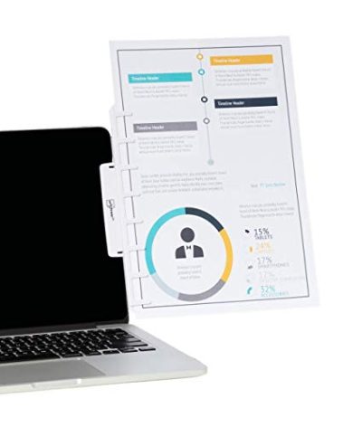 Note Tower Monitor Document Paper Holder for Typing | Clips to Laptops & Desktop Monitors I Reduces Eye & Neck Strain | Portable Copy Holder for Desk | Sticky Note Stand & Monitor Memo Board | White