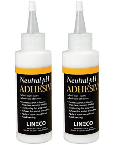 Lineco Neutral pH Liquid Adhesive, Acid-Free PVA Formula Preservation Material, Dries Quick and Clear, Water Soluble Flexible, 4 Ounces, Used for Book Binding and DIY Projects (Pack of 2)