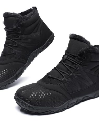 Womens Mens Barefoot Boots Shoes Minimalist Winter Snow Boots Warm Ankle Booties Zero Drop Sole Wide Toe Box Slip on Sneakers