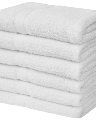 Linteum Textile Supply Premium Hair Drying Towels 100% Ring Spun Cotton Hair Towel for Women, Men, Kids 20x40 inches Quick Dry Salon Towels Hand Towel for Gym, Hair Care, Spa, Home [Pack of 6] White