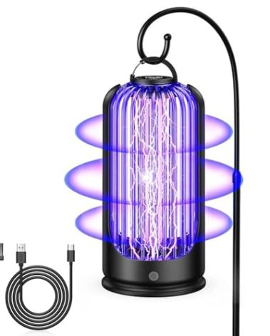 Elechome Flying Insect Trap, Bug Zapper for Indoor Outdoor, Rechargeable Mosquito Zapper with 3600V High Powered, Electric Pest Control Insect Fly Zapper Can Attract Gnats, Mosquitoes, Flies, Moths