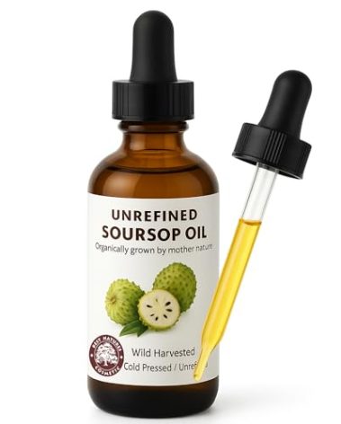 Virgin Soursop Oil (Anona Muricata, Graviola, Guanabana) – 100% Pure, Organic, Cold-Pressed, Unrefined – 1oz - 30ml – Natural Facial Oil & Moisturizer for Dry, Damaged, or Sensitive Skin.