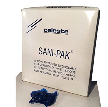 Celeste Sani-Pak Aircraft Lavatory Chemical Toilet Deodorant Biodegradable Packets, 100ct {Rail, Motor Coach, Marine, Recreational Vehicle RV and Portable Toilet}