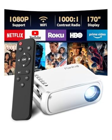 Pankaji Mini Projector With WiFi, Portable Projector for iPhone, Movie Projector HD 1080P Support, Small Gift Video Projector for Outdoors & Indoors, Compatible with IOS/Android Phone/Laptop/TV Stick