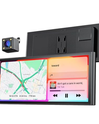 krunia 9.26" Wireless Portable Car Play Screen for Apple CarPlay & Android Auto, OTA Updates, Backup Camera, Mirror Link, 5.0 Bluetooth, Voice Control, GPS Navigation, FM