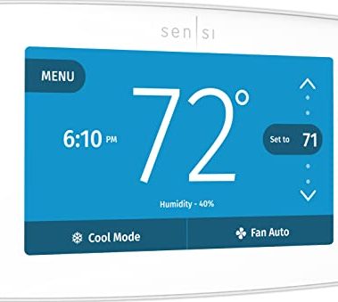 EMERSON Sensi Touch Wi-Fi Smart Thermostat with Touchscreen Color Display, Works with Alexa, Energy Star Certified, C-wire Required, ST75W , White