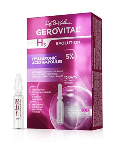 GEROVITAL EVOLUTION Hyaluronic Acid Serum for Face - Moisturizer, Regenerating, Hydrating Serum, Anti-Wrinkle, Anti-Aging Facial Serum for Fine Lines and Increased Skin Elasticity, 10 Vials x 2ml