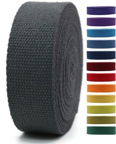 2" & 1.5'' & 1" Cotton Webbing - 5 Yards - 50+ Colors -%100 Natural Cotton - Turkish Woven - 1 Inch 1.5 Inch 2 Inch Dark Gray Canvas Webbing for Sewing Straps Bag Climbing Indoors Craft DIY 11524…