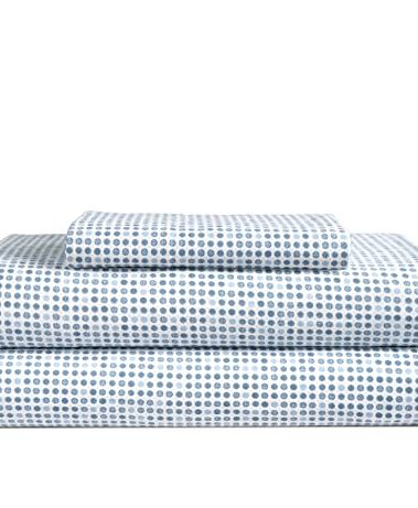 LANE LINEN 100% Cotton Twin Flannel Sheets Set - Brushed for Extra Softness - Cotton Flannel Twin Sheets Set - Lightweight, Warm & Cozy Winter Bed Sheets Twin Size, 15" Deep Pocket - Blue Polka Dot