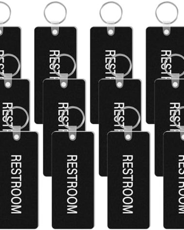 Remuuly 12 Pcs 2-Sided Engraved Unisex Restroom Keychain Bulk Acrylic Bathroom Pass Restroom Pass Key Tag with Key Holder for Men Women Family Office Restaurant Washroom Toilet