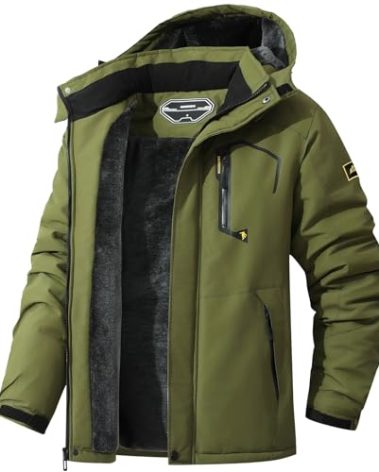 MAOYSSEN Men's Ski Jacket Warm Winter Snow Coat Waterproof Mountain Windbreaker Snowboarding Jacket Hooded for Hiking Traval