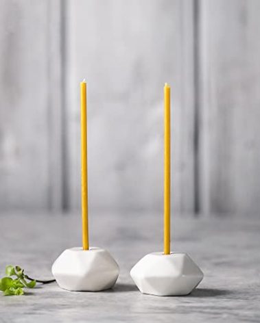Set of 2 Danilovo Taper Candle Holder - Handcrafted, Sturdy Ceramic Thin Candlesticks Holder - Ideal Luxury White Home Decor for Any Occasion