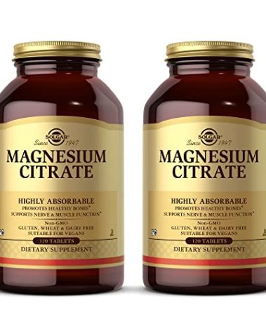 Solgar Magnesium Citrate - 120 Tablets, Pack of 2 - Supports Nerve & Muscle Function - Highly Absorbable - Non-GMO, Vegan, Gluten Free, Kosher - 120 Total Servings