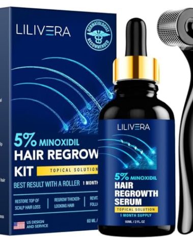 5% Minoxidil Hair and Beard Growth Kit: Extra Strength Minoxidil Topical Hair Regrowth Treatments Serum for Thinning Hair - Hair Loss Products for Men and Women
