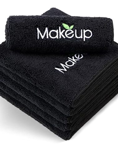 Orighty Microfiber Makeup Remover Cloths - Super Soft, Quick Dry Face Towels for Cleansing, 13 x 13 Inch, 6 Count, Black