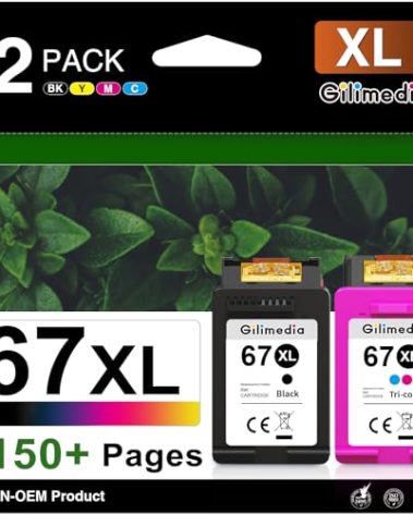 67XL Ink Cartridges Black/Color Combo Pack Replacement for HP 67 67XL Printer Ink DeskJet Envy 2855e 2755e 2700 2700e 2800e 6055e 6000 4255e 4155e 4100 4100e 6400 2752e 6052e Printer Ink for HP 67