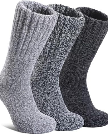 DYW Womens Merino Wool Boot Socks Thermal Thick Winter Warm Cozy Hiking Work Boot Socks Christmas Gift (3 Pairs-Mix-color A)