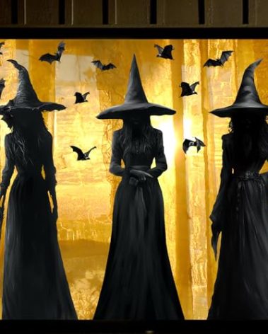 Halloween Decorations Window Clings Decor: 3pcs Large Realist Dark Witch Bats Silhouette Halloween Decals Cling Indoor, Scary Creepy Style School Home Office Party Supplies for Glass Windows