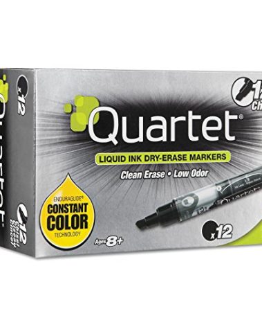 Quartet Dry Erase Markers, Whiteboard Markers, Chisel Tip, EnduraGlide, White Board Dry Erase Pens for Teachers, Home School & Office Supplies, Black, 12 Pack (5001-2M)