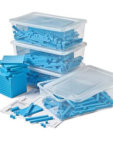 hand2mind Blue Plastic Base Ten Blocks Complete Set, Place Value Blocks, Counting Cubes for Kids Math, Base Ten Blocks Classroom Set, Math Blocks Kindergarten, Base 10 Math Manipulatives (Set of 644)