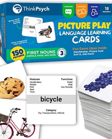 ThinkPsych First Nouns Picture Play Cards | Award Winning | 150 Picture Cards for Speech Development | Autism and Speech Therapy Materials | Best Flash Cards for Toddlers and Homeschool