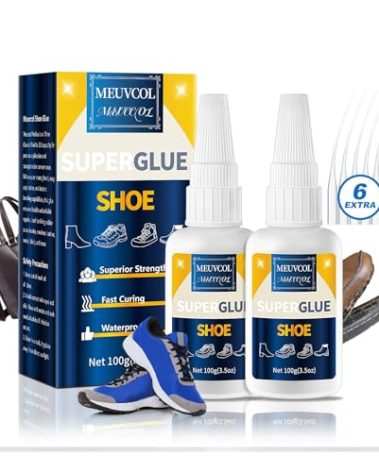 Meuvcol Shoe Glue,100g Super Glue for Shoe Heavy Duty, Clear Shoe Glue Sole Repair Kit, Waterproof Sneaker Glue for Rubber Soles, Boot, Leather, Heels, Tennis, Strong Boot Fix Glue, Insole Adhesive