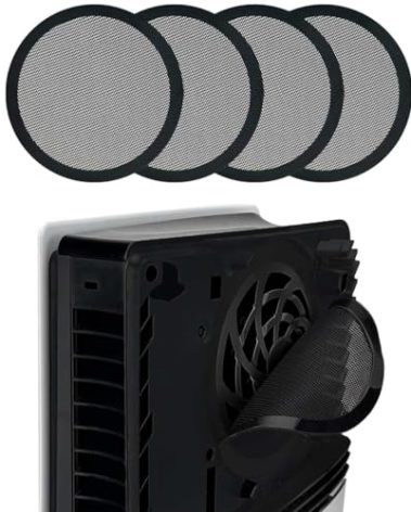 Chanvoo PS5 Slim/Pro Dust Cover Protector, 4 Pack Fan Dustproof Filter Mesh, High-Density Breathable Mesh Dust Cover for Cooling Fan, Compatible with Digital & Disc Edition (Black)