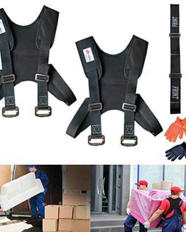 Furniture Moving Straps, Shoulder Lifting Straps for Furniture, Mattress, Piano, Refrigerator, Appliance Carrying Strap Heavy Weights 2 Person Black