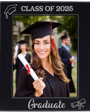 CEDAR CRATE MARKET Class of 2025 Graduate Picture Frame – Leatherette Frame with Engraved Silver Lettering, Fits a 8x10 Photo, Graduation Gifts for High School College