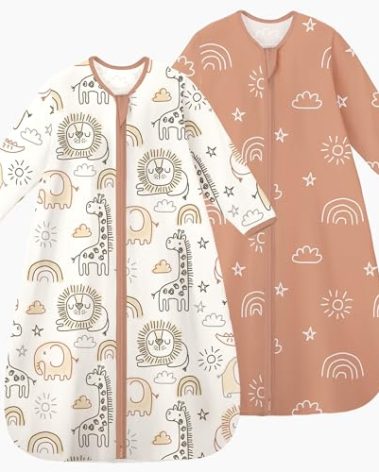 Yoofoss Baby Sleep Sack 18-24 Months Long Sleeve Wearable Blanket Baby 100% Organic Cotton 2-Way Zipper 0.5 Tog Toddler Sleeping Sack, Lightweight(X-Large)