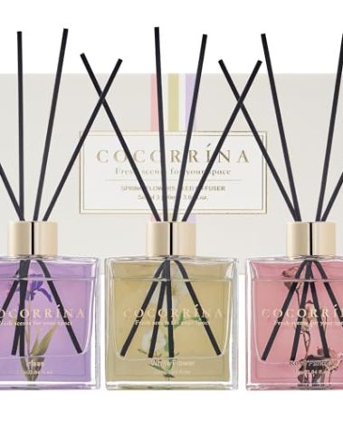 COCORRÍNA Reed Diffuser Set of 3-3 Pack/ 3.04 Fl.oz Diffuser with 24 Sticks White Flower/Irises/Rose Fantasy Reed Diffuser for Home Bathroom Office Decor