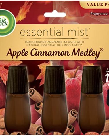 Air Wick Essential Mist Refill, 3 ct, Apple Cinnamon Medley, Essential Oils Diffuser, Air Freshener, Fall scent, Fall decor
