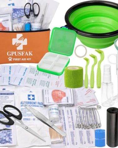 GPUSFAK Pet First Aid Kit for Dogs & Cats - Dog First Aid Kit Pet Emergency Kit with First Aid Supplies for Home Camping Hiking Traveling