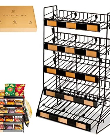 Candy Display Rack | Countertop Snack Organizer for Stores & Office | Chip Rack & Snack Stand for Counter Displays | Merchandising Shelf for Candy, Chips & Snacks