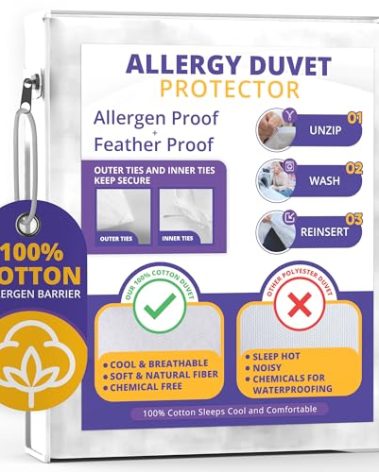 Allersoft| All Cotton Dust, Pet Dander, Feather, Pollen & Allergy Control Duvet Protector (70x90)