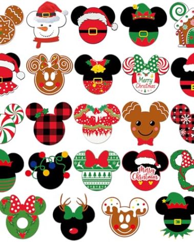 RiVolTa Christmas Cruise Door Decorations - 16 Pcs Mouse Merry Xmas Ship Cabin Magnets Cute Cookies Snowflake Snowman Magnetic Stickers Winter Anchor Stateroom Decals for Refrigerator Car Accessories