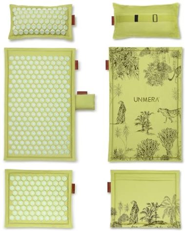 UNMERA Acupressure Mat and Pillow Set,Natural Premium Linen & Coconut Fiber Filling,for Back/Neck Pain Relief, Sciatic, Headache and Muscle Relaxation, Comes with Carrying Bag