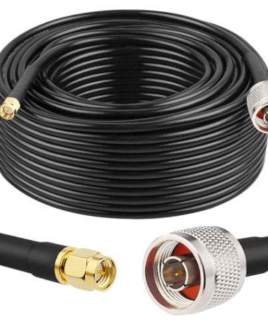 MOOKEER RG58 N Male to SMA Male Cable - 100FT Low Loss SMA to N Cable 50 Ohm for WiFi Router,GPS Receiver,Antenna,Signal Booster Use