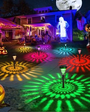 ROOR Solar Pathway Lights 8 Pack, Outdoor Solar Yard Lights, RGB Color Changing+Warm White, IP67 Waterproof for Garden Path Backyard Christmas Lawn Landscape Decorative