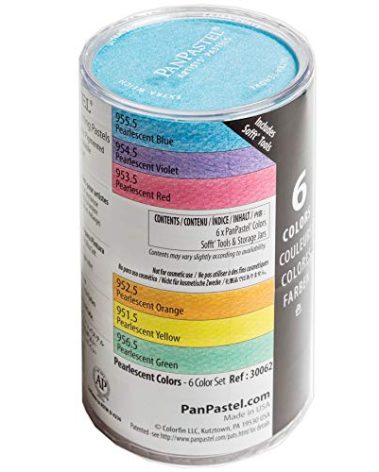 PanPastel Artist Pastels by GOLDEN, Pearlescent Colors Set, 6 Color, Professional Artist Pastels, Unique Pan Format (cake-like)