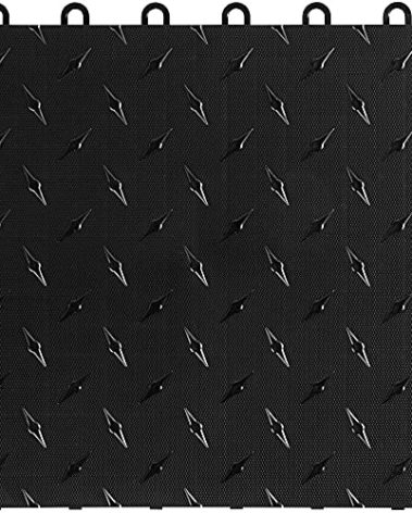 Speedway Garage Floor Diamond Tile, 12 x 12-Inch, Black, 10-Piece Set