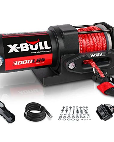 X-BULL 12V 3000LBS Electric Winch Synthetic Rope Electric Winch for Towing ATV/UTV Off Road with Mounting Bracket Wireless Remote New