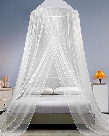 dix-rainbow Mosquito Net Bed Canopy,Elegant King/Queen Size Canopy Bed Curtains for Girls,Stylish Dome Mosquito Netting Bed Tent, Decor for Baby Cribs, Kid Beds, and Adult Beds（White）