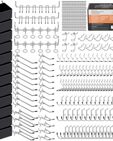 INCLY 278PCS Pegboard Accessories Organizer Kit, Peg Board Hooks Assortment with Bins for Organizing Various Tools, Fit 1/8 or 1/4 inch Pegboard for Hanging Storage, Garage Wall Attachments