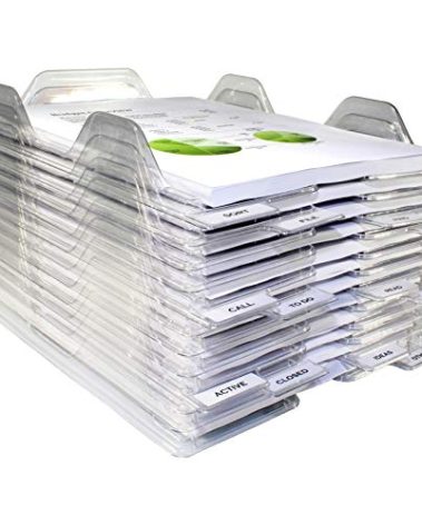 EZSTAX File Organizers - Letter Size, Stackable Trays for Desk - for Office Files, Mail, Documents - 12 Pack, Clear