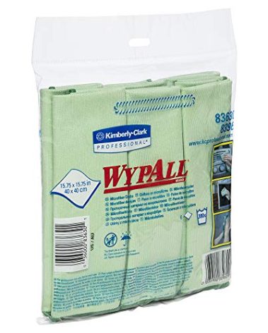 WypAll Microﬁber Cloths (83630), Reusable Wipes, 15.75"x15.75", Green (4 Packs of 6 Sheets, 24 Sheet Total)