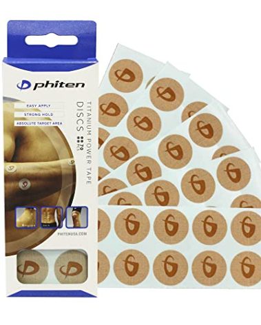 Phiten Power Tape Discs - Round Disc Shaped Water-Resistant Athletic Tape for Muscle, Knee, Elbow, Shoulder, and Joint Support - Professional Sports Therapeutic Athletic Tape - 70 Pieces