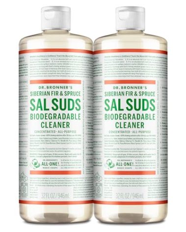 Dr. Bronner's - Sal Suds Biodegradable Cleaner (32oz, 2-Pack) – Concentrated All Purpose Cleaning Solution & Mop Soap, For Floors, Laundry & Dishes – Powerful Formula Made with Plant-Based Surfactants