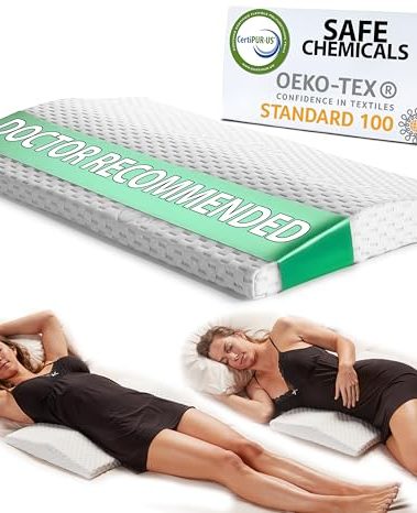 ComfiLife Lumbar Support Pillow for Sleeping Memory Foam Pillow for Back Pain Relief - Side, Back and Stomach Sleepers- Triangle Wedge Pillow - Bed Rest Pillow - Medium-Soft (White, Standard)