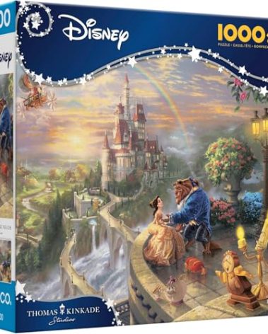Ceaco - Disney - Thomas Kinkade - Beauty and The Beast Falling in Love - 1000 Piece Jigsaw Puzzle for Adults - Challenging Puzzle Perfect for Game Nights
